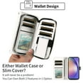 thumbnail image 7 of Compatible with Samsung Galaxy A54 5G Wallet Phone Case Tempered Glass Screen Protector Bling Glitter Crossbody Lanyard Strap Flip Zipper Purse Card Holder Cell Cover for A 54 54A SMA546U Women White, 7 of 7