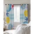 thumbnail image 3 of Summer Blackout Curtains for Bedroom Living Room, Coastal Colorful Shell Starfish Lemon Conch Teal Ombre 63 In Long Thermal Insulated Room Darkening Drapes Grommet Window Treatments, 42 x 63 In, 3 of 9