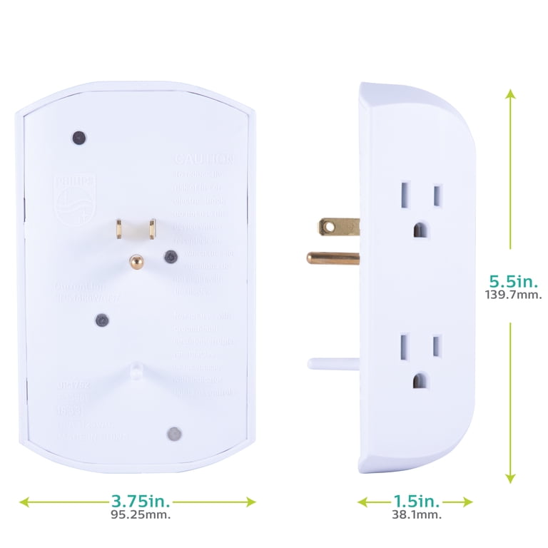 6-Outlet Wall Tap, Resettable Circuit Breaker photo 4