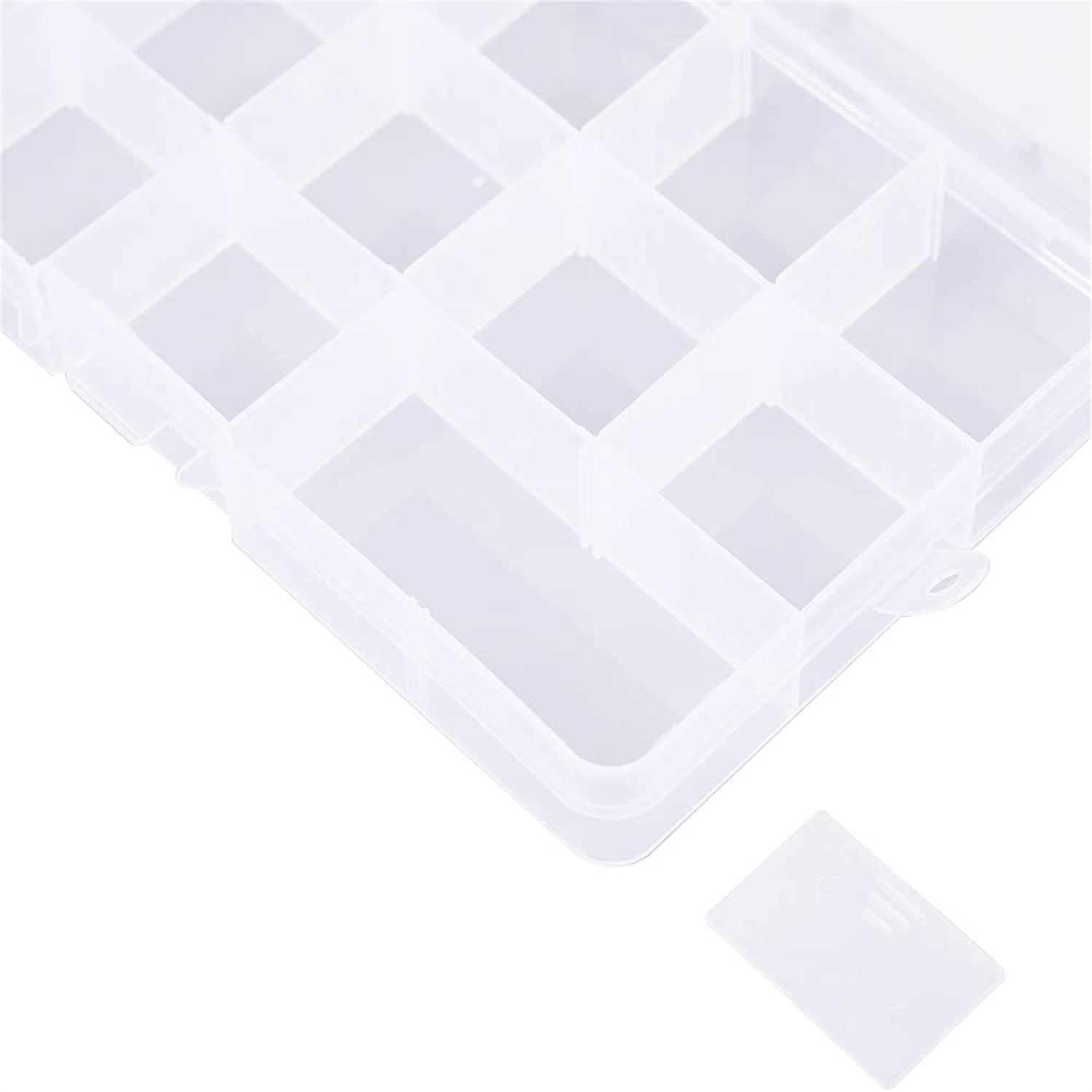 4 Pieces Plastic Jewelry Box, Clear Plastic Jewelry Box, Sort Boxes Plastic, 15 Grids Transparent and Detachable Box, for DIY Crafts, Jewellery, Earring Accessories