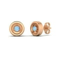 thumbnail image 2 of 2MM Round Larimar 925 Silver Rose Plated Tiny Stud Mother's Day Gift Women Earrings, 2 of 4