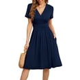 thumbnail image 1 of Vestido de verano de manga corta con escote en V y estilo casual, 1 of 5