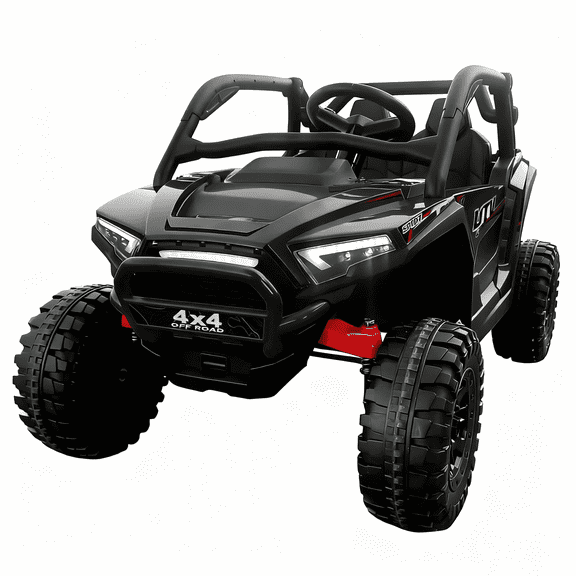 Jorfly 24 Volt Ride on Toys,4WD 2 Seater Power Car wheels UTV w/Remote Control, Bluetooth Music, Spring Suspension, LED Light, 5MPH Max, White
