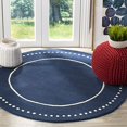 thumbnail image 3 of Safavieh Bella Collection BEL151G Handmade Dotted Border Premium Wool Area Rug, 5' x 5' Round, Navy Blue / Ivory, 3 of 3
