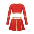 thumbnail image 2 of Doomiva Kids Girls Cheer Leader Outfits Long Sleeve Cheerleading Uniform Crop Top with Pleated Skirt Set Red 16, 2 of 7