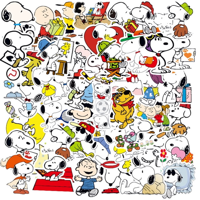 Pegatinas Snoopy Anime Cartoon, 50 unidades, PVC, impermeables