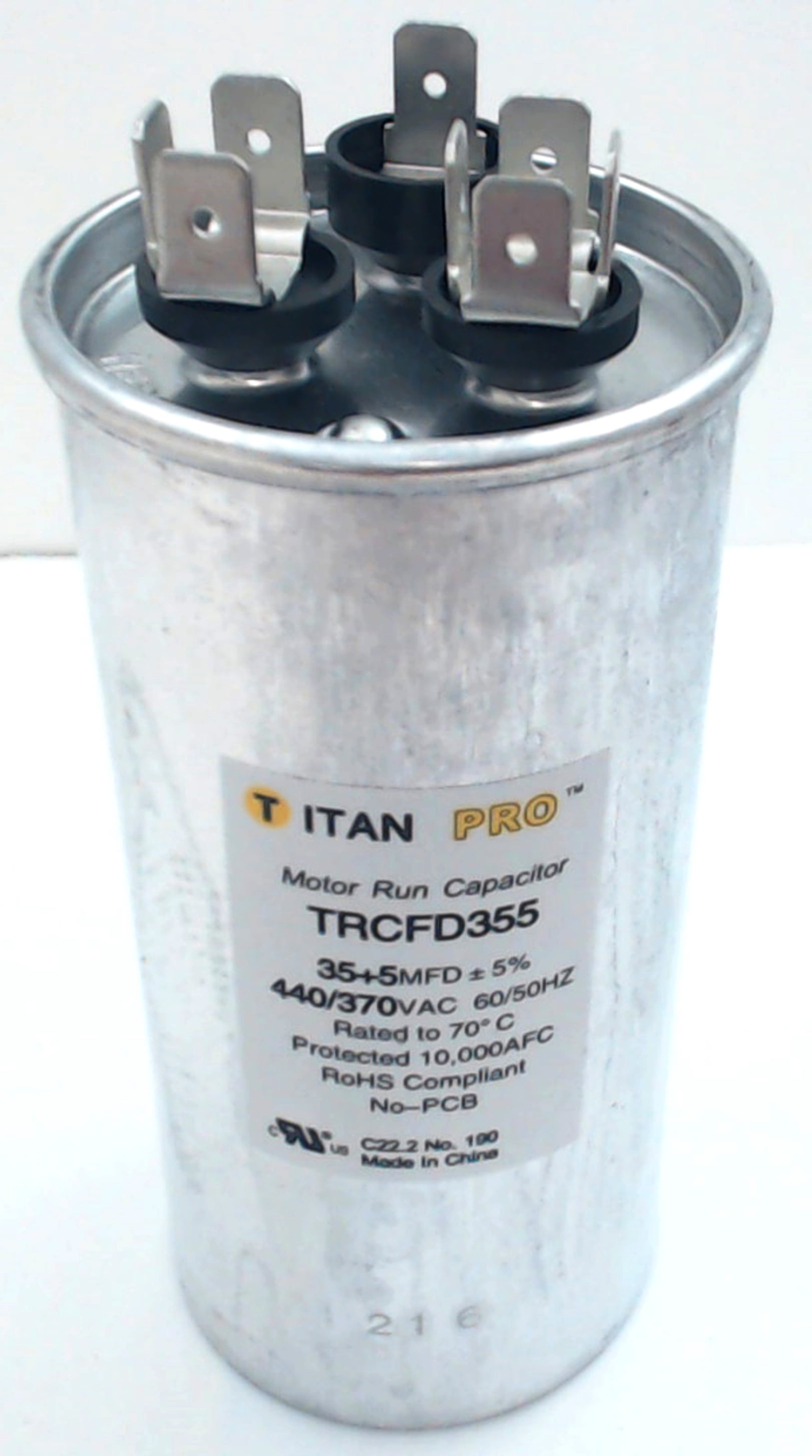 Mars Replacement Run Capacitor 40+5 Mfd 370V Round 12878 By Titan 