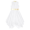 thumbnail image 6 of YONGHS Girls Praise Lyrical Dance Dress Sleeveless Asymmetrical Liturgical Worship Dancewear Performance Costume White 6, 6 of 7