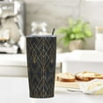thumbnail image 4 of 20oz Tumbler With Lid And Straw, Geometric Texture Vacuum Insulated Iced Coffee Mug Reusable Travel Cup Stainless Steel Water Bottle, 4 of 6