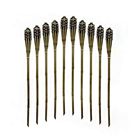 Mr.Garden Bamboo Torches Mental Oil Canisters 48-inch Garden Outdoor/Patio Flame Torch Pack of 6, Brown