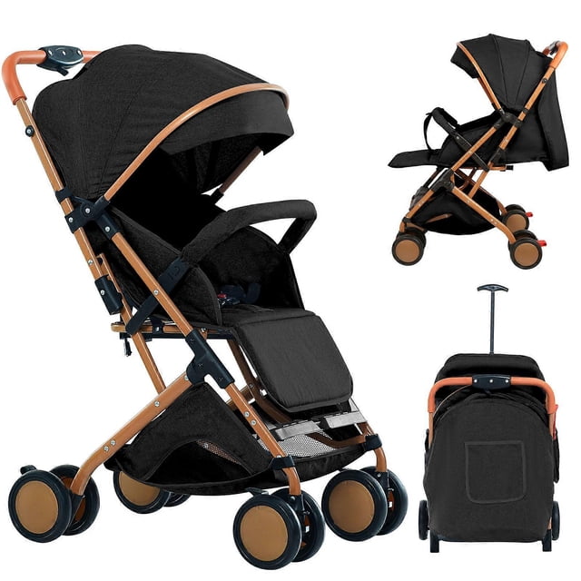 Lightweight foldable travel stroller, baby stroller, reclining function, lying flat position, compact stroller, with mosquito net and mat, 98*71*45 cm