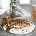thumbnail image 3 of Round Area Rug 4 Ft, Tree Fall Washable Non-Slip Circle Carpet for Living Room/Bedroom, Autumn Leaves Branches Watercolor Botanical Elegant Low-Profile Crawling Mats Collection Rugs for Indoor, 3 of 8