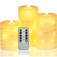 thumbnail image 1 of Velas LED, velas a batería, con luces de cadena integradas, velas sin llama de 3 piezas, con control remoto de 10 teclas, función de temporizador de 24 horas, luces danzantes, 1 of 5