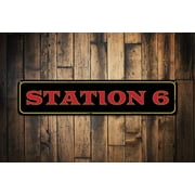 Station Number Sign Personalized Fire Department Sign Metal Firehouse Fireman Firefighter Man Cave Decor - Fire Stations SIZE: 4 x 16 Inches