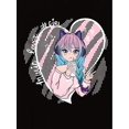 thumbnail image 2 of Women's Casual Crew Neck T-Shirt with Creative Heart & Cute Girl Print, Fashionable Short Sleeve Top, Polyester 95% Spandex 5%, Medium Stretch Knit Fabric, All-Season Comfort Fit, 2 of 6