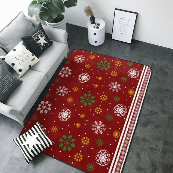 Area Rugs For Living Room Decor - Merry Christmas Soft Anti Slip Throw Washable Rugs 5x7 For Bedroom, Indoor Carpet For Bedroom Living Room 80x58In