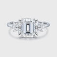 thumbnail image 2 of Eclet Jewels Prong Set 2 Ct Emerald Cut Lab Created Diamond Ring - 14K White Gold Over Birthday Ring - Leaf Shape Wedding Engagement Ring for women's - Gorgeous Wedding Anniversary Gifts for Women's, 2 of 9