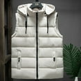 thumbnail image 2 of Men's Winter Loose Thick Down-Cotton Multi-pocket Hooded Vest, Beige, Size L, 2 of 4