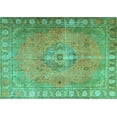 thumbnail image 1 of Ahgly Company Machine Washable Indoor Rectangle Persian Turquoise Blue Traditional Area Rugs, 7' x 9', 1 of 4