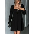 thumbnail image 3 of Square Neck Ruffle Cuff Button Dress for Women Above Knee Length, 3 of 5