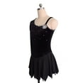 thumbnail image 3 of LIUHUO Custom Single Shoulder Long Sleeve Figure Skating Dress Girls Ladies Black Velvet Spandex Splicing Diamond Embellishments Irregular Skirt, 3 of 8