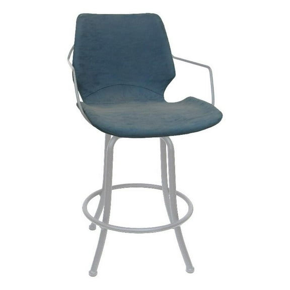 Swivel Metal Bar Stool 30" - Asheville - Blue Vinyl - White Frame