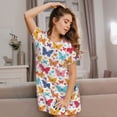 thumbnail image 3 of Logiee Colorful butterflies Print Nightgowns for Women,Soft Short-Sleeved Lightweight Sleepwear, Loose Sleepshirts, 3 of 6