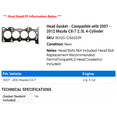 thumbnail image 2 of Head Gasket - Compatible with 2007 - 2012 Mazda CX-7 2.3L 4-Cylinder 2008 2009 2010 2011, 2 of 2