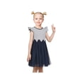 thumbnail image 2 of Girls Dress Blue Striped Crewneck Short Ruffle Sleeve Tulle Casual Cotton 8 Years, 2 of 7