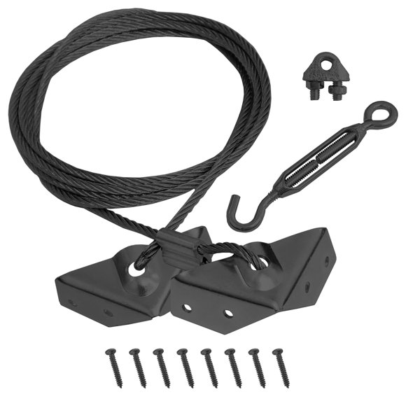 Ensembles de Câbles de Portail en Acier Allié Anti-Affaissement pour Support de Porte de Clôture Extérieure en Bois, Diamètre 5 mm 0,9 Pied (1, Noir)