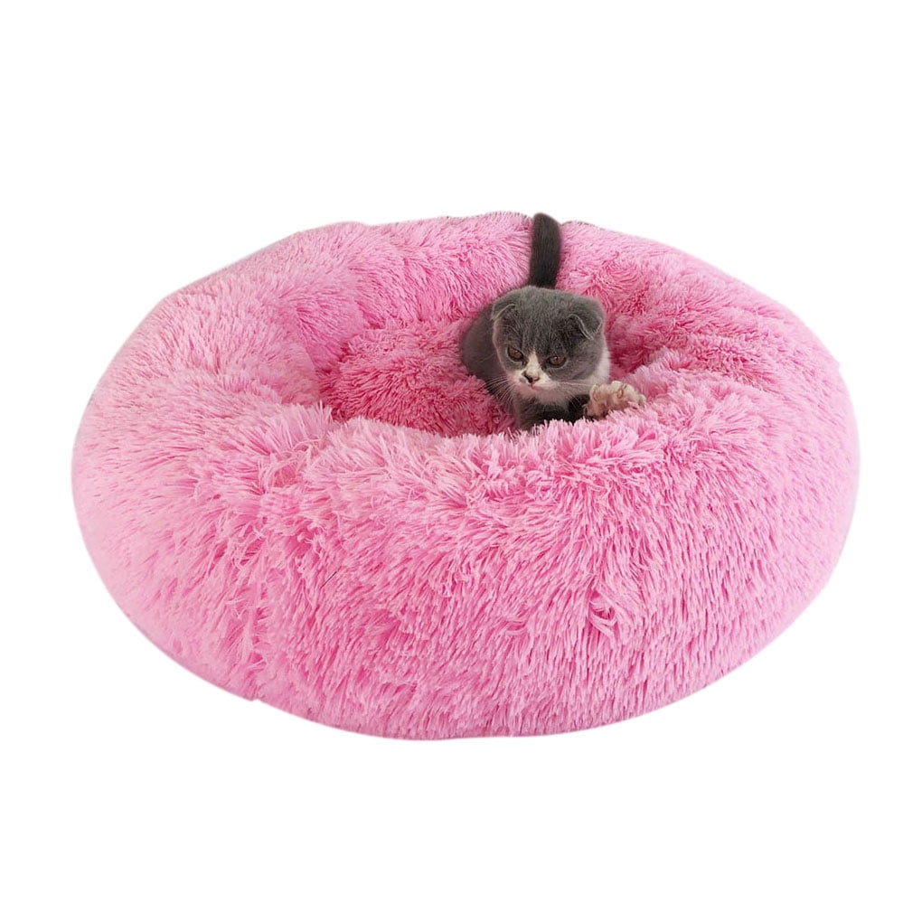 Pet Dog Cat Calming Bed Round Nest Warm Soft Plush Sleeping Bed Pets
