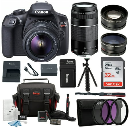 Canon EOS Rebel T6 DSLR Camera w/ 18-55mm & 75-300mm Lenses + 32GB Memory Card + Accessory Bundle