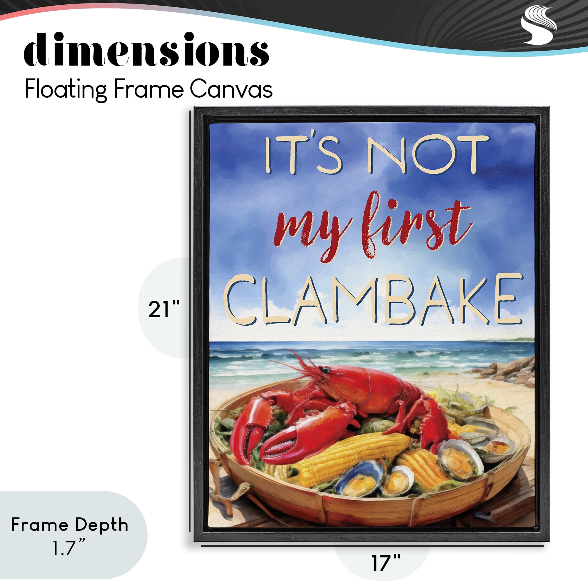 Stupell Industries Not My First Clambake Black Framed Floater Canvas Wall Art, design by Grotto Studios
