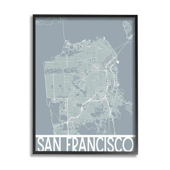 Stupell Industries San Francisco Geometric Street City Map California Transportation, 11 x 14, Design by Daphne Polselli