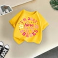 thumbnail image 4 of Curuila Kid Girls Tops Letter Print Crew Neck Short Sleeve Tee Summer Casual Loose T Shirt Yellow Size 2-4 Years, 4 of 4