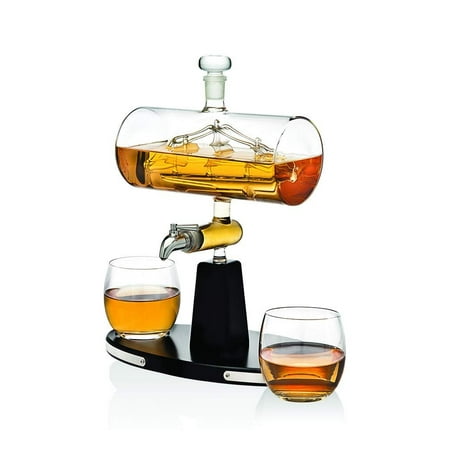 

Godinger Whiskey Decanter Dispenser with 2 Whisky Tumbler Glasses - for Liquor Scotch Bourbon Vodka