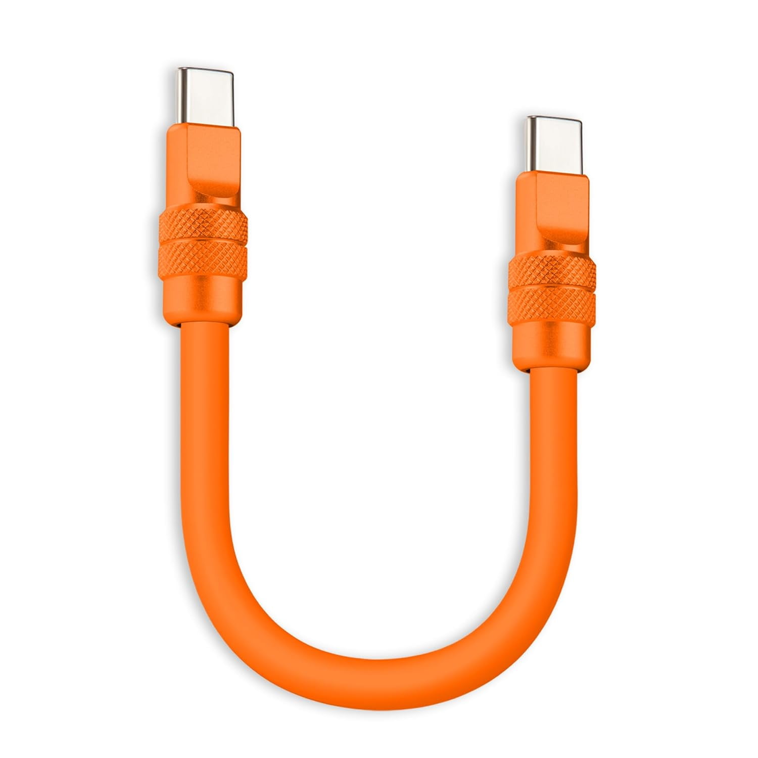 RGHJAR-Cute Chubby 240W Short USB-C Cable Power Bank Fast Charging Cable Silicone Charger Cord Compatible with iPhone 17-15 Series iPad, Orange+Orange, Type-C to Type-C, 10 inch