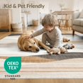 thumbnail image 4 of ODIKA 6'x9' Washable Area Rug Non-Slip, Easy Care, Beige Vintage Cream Inspired Wave Faded Stripe Bands Abstract for Family Room, Living Room, Master Bedroom, 4 of 7