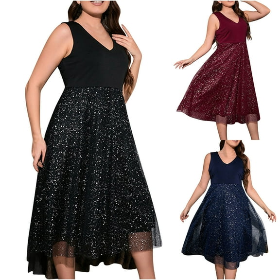 Puyaiuu New Maxi Dresses for Women 2025 Women's Casual Plus Size V-Neck Solid Color and Printed Short Sleeve Bohemian Dress Swing Dress Summer Dresses for Women