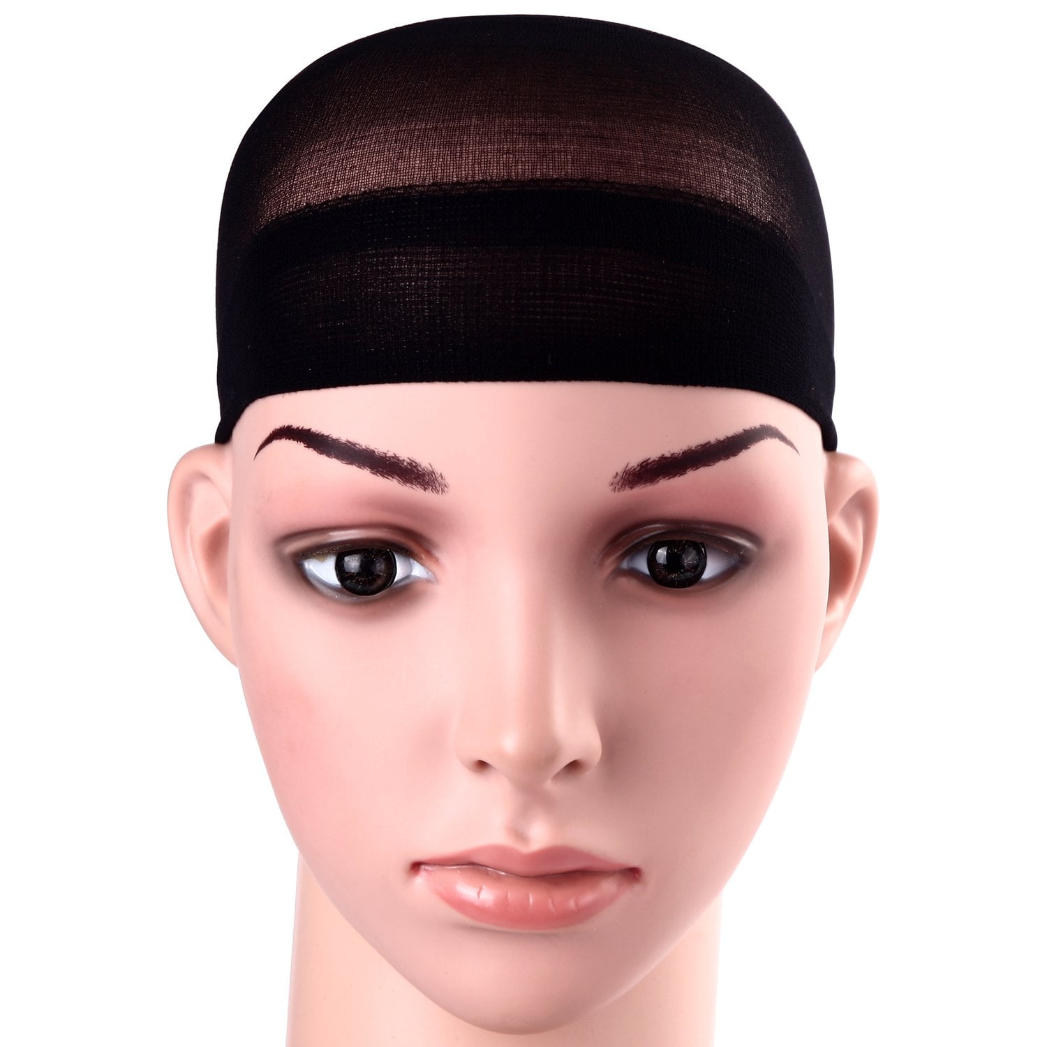 12 Pack Black Stocking Wig Caps, Stretchy Nylon Close End Wig Caps