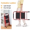 thumbnail image 3 of KK KINGRACK Folding Step Stool, 2-Step Household Steel Ladders with Handgrip, 330lbs Capacity (Red), 3 of 8