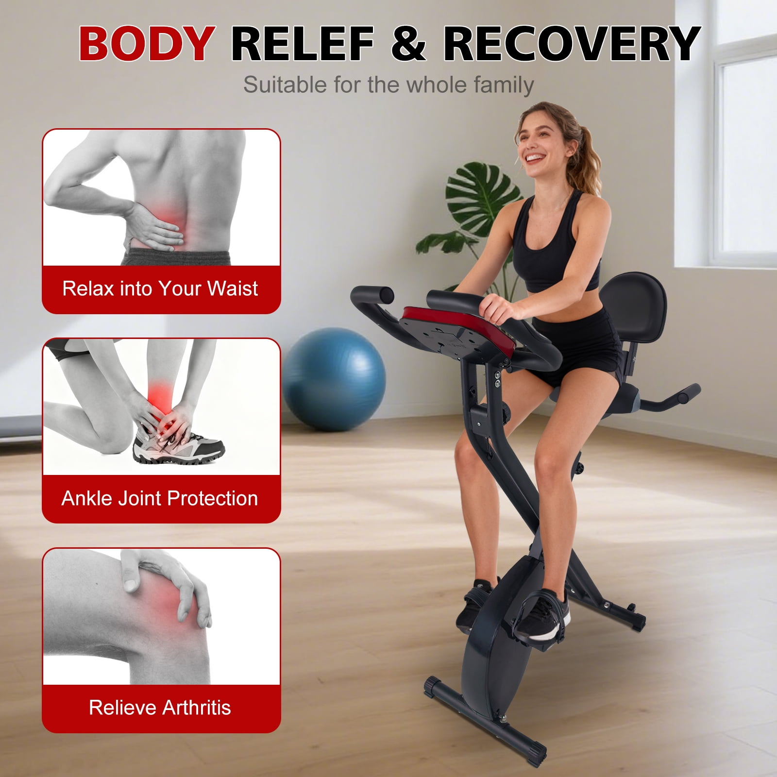 HooKung X Bike Foldable Stationary Bike, Folding Upright Exercise Bike for Home