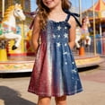thumbnail image 2 of WUANDIXFA Girls July 4th Dress 1T 2T 3T 4T 5T 6T Red White Blue Star Toddler Patriotic Outfit American Flag Sundress,Watermelon Red,2-3 Years, 2 of 6