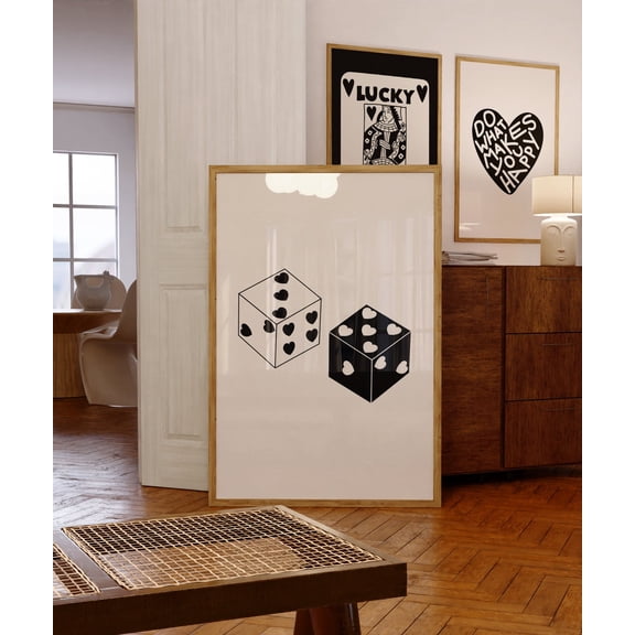 Black Dice Wall Art, Dice Print, Feeling Lucky Poster, Retro Wall Art, Trendy Retro Wall Art, Trendy Lucky Seven Wall Art, Modern Wall Decor, 8x12 UNFRAMED