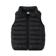 Posijego Winter Puffer Vest for Kids Boys Girls Solid Color Zip Up Sleeveless Down Jacket Toddler Warm Outerwear