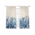 thumbnail image 7 of Summer Coastal Sheer Curtains 72 Inch Length 2 Panels Set, Watercolor Ocean Coral Starfish Conch Beige Voile Window Treatment Curtains Sheers Drapes for Bedroom/Living Room/Kitchen 52"x72"x2, 7 of 7