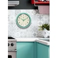 thumbnail image 6 of Infinity Instruments Retro Round Mint Green Wall Clock, 9.5", 6 of 7