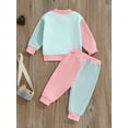 thumbnail image 6 of Hirigin Toddler Baby Girl Clothes 1T 2T 3T 4T 5T Fall Winter Outfits Funny Letter Long Sleeve Contrast Color Sweatshirt and Pants Sets, 6 of 8
