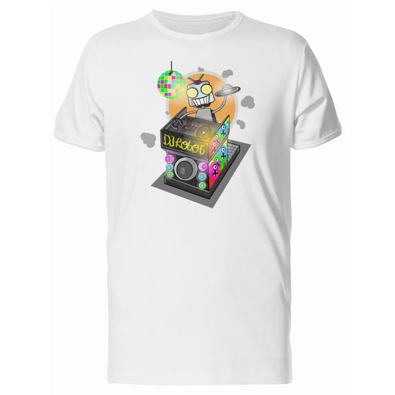 Funny Robot Dj T-Shirt Men -Image by Shutterstock, Male Small