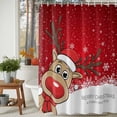 thumbnail image 4 of Christmas Elk Shower Curtain, Xmas Snowflake Winter Holiday New Years Waterproof Fabric Shower Curtains with 12 Hooks, Bathroom Curtain Set for Bathroom Accessories Decor, 72 x 96 Inches, 4 of 9